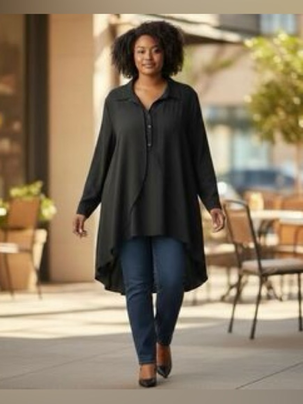 Lane Bryant High Low Tunic Chiffon Blouse